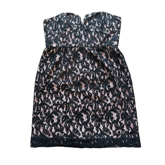 J. Crew Dresses & Skirts - J. Crew Collection Dress Black Pink Strapless Size 14 Sheath Lace Fitted